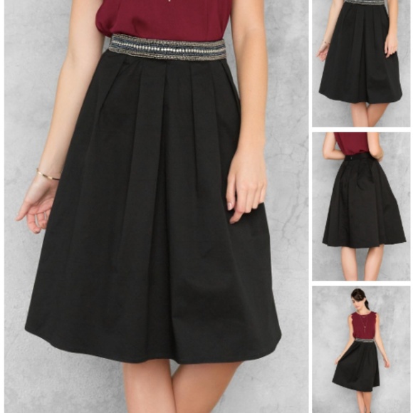 Beaded Waist Midi Skirt - Picture 1 of 8